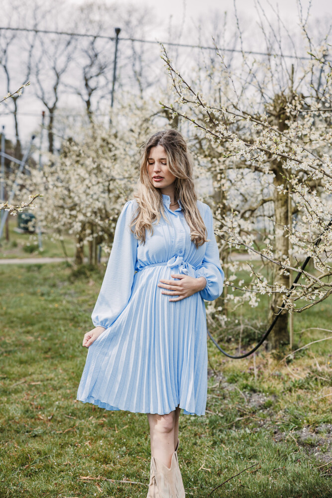 jurk plisse 100 cm lichtblauw 3