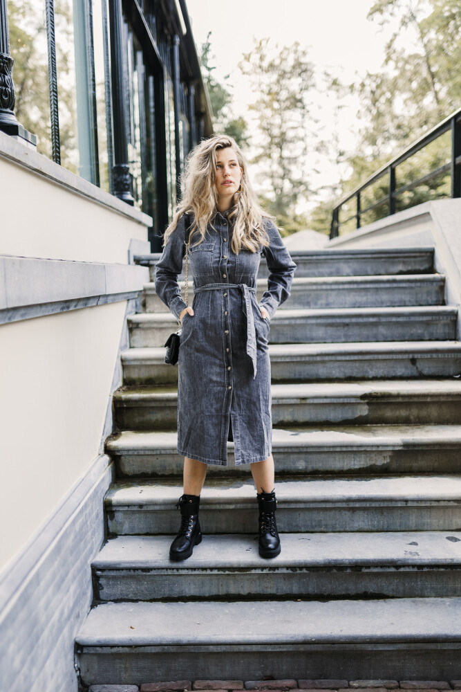 midi jurk jeans grijs 2