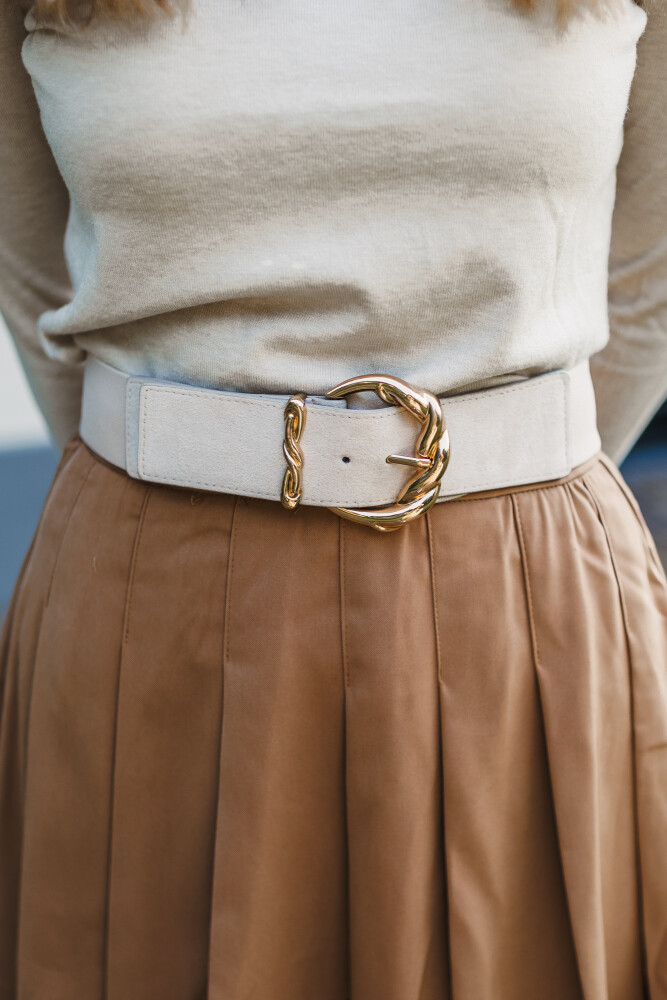 stretchriem met suede zand